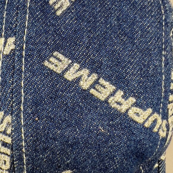 Supreme Strapback Clip Hat 5 panel Blue Denim Streetwear Box Glitter USA Mens - Picture 11 of 16
